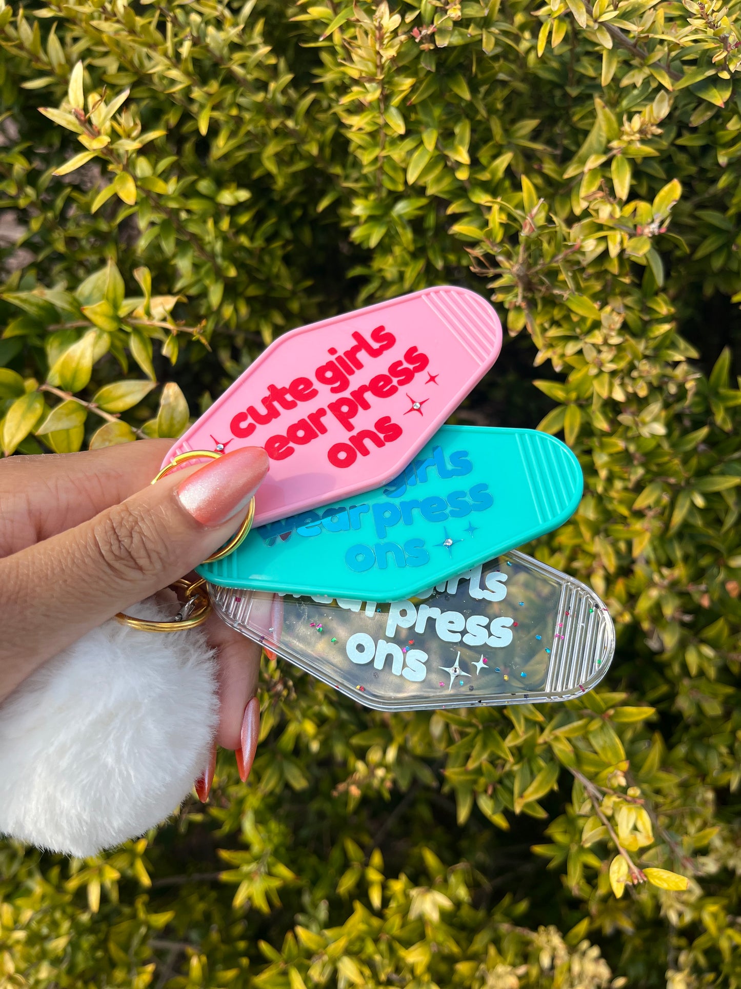 Cute Girls Wear Press Ons Keychain