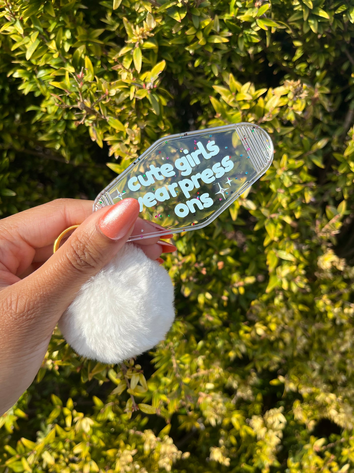 Cute Girls Wear Press Ons Keychain