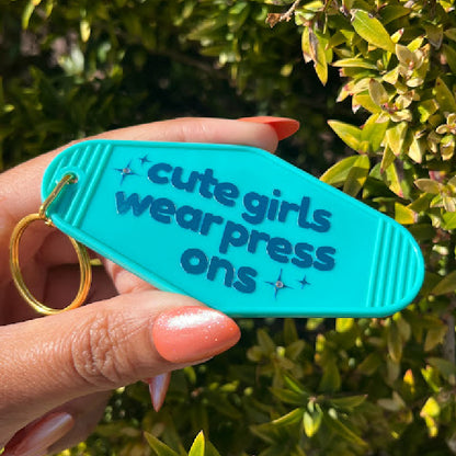 Cute Girls Wear Press Ons Keychain