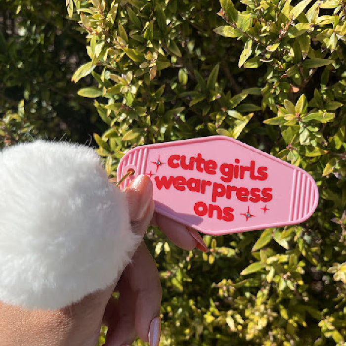 Cute Girls Wear Press Ons Keychain